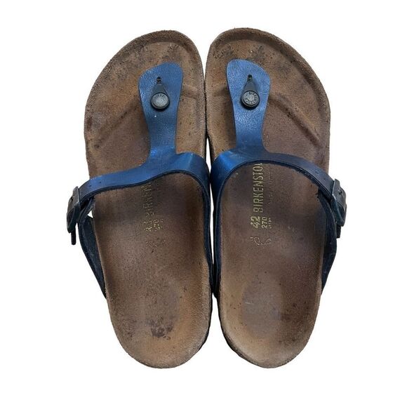 Birkenstocks Gizeh Birko-Flor Navy Blue Sandals - Picture 1 of 6